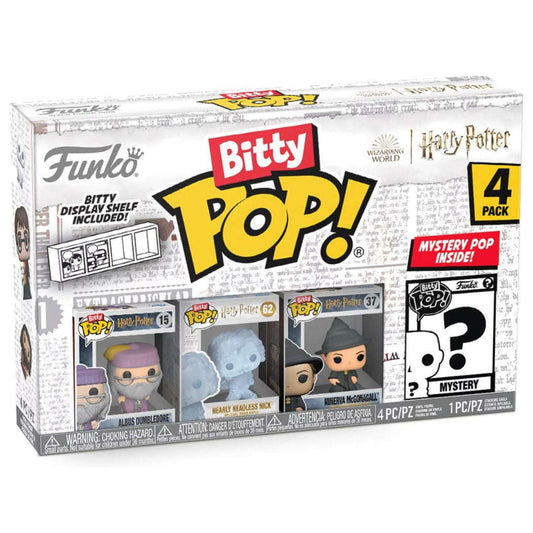 Toys N Tuck:Bitty Pop! Harry Potter 4 Pack - Albus Dumbledore, Nearly Headless Nick, Minerva McGonagall and Mystery Bitty,Harry Potter