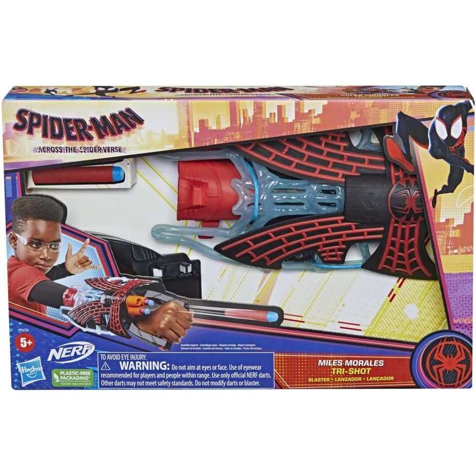 Toys N Tuck:Marvel Spider-Man Across the Spider-Verse Miles Morales Nerf Tri-Shot Blaster,Marvel