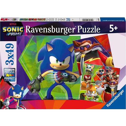 Toys N Tuck:Ravensburger 3 x 49pc Puzzles Sonic Prime,Sonic The Hedgehog