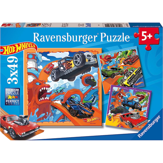 Toys N Tuck:Ravensburger 3 x 49pc Puzzles Hot Wheels,Hot Wheels