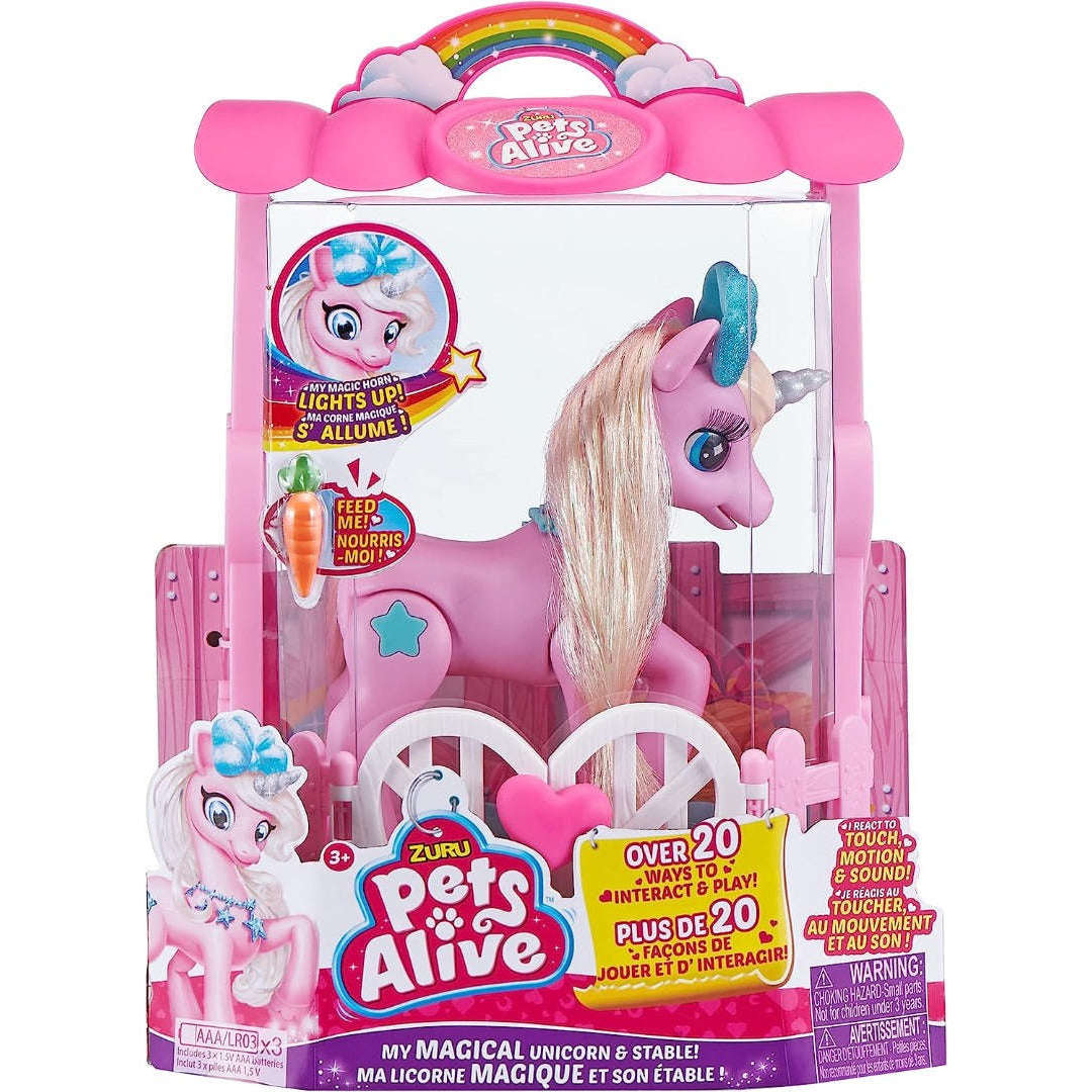 Toys N Tuck:Pets Alive My Magical Unicorn & Stable (Pink),Pets Alive