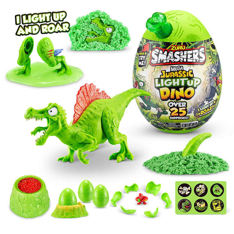 Toys N Tuck:Smashers Mega Jurassic Light Up Dino - Green Spinosaurus,Smashers