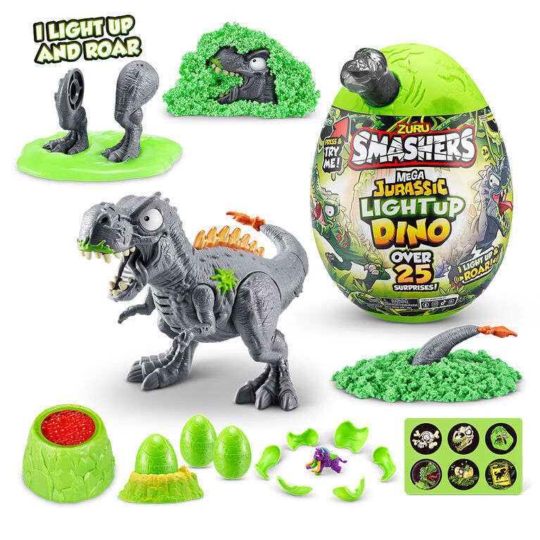 Toys N Tuck:Smashers Mega Jurassic Light Up Dino - Grey T-Rex,Smashers