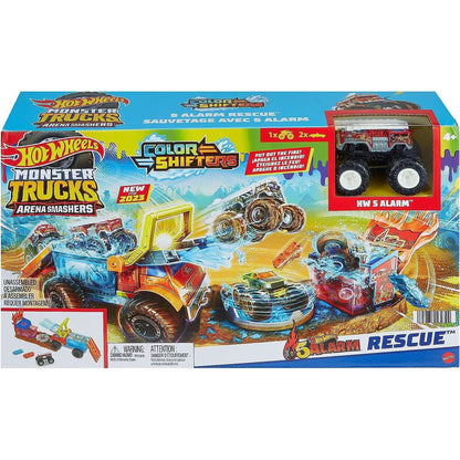 Toys N Tuck:Hot Wheels Monster Trucks Arena Smashers Color Shifters 5 Alarm Rescue,Hot Wheels