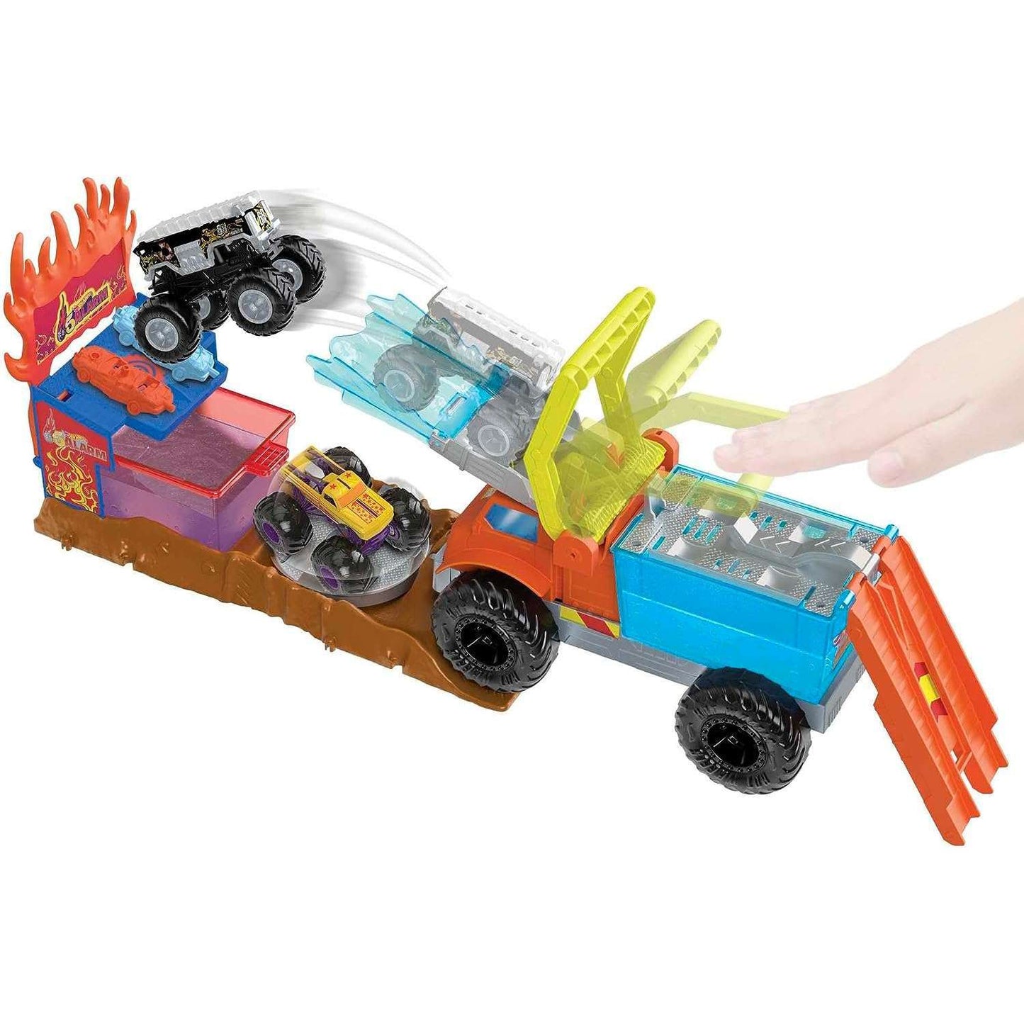 Toys N Tuck:Hot Wheels Monster Trucks Arena Smashers Color Shifters 5 Alarm Rescue,Hot Wheels