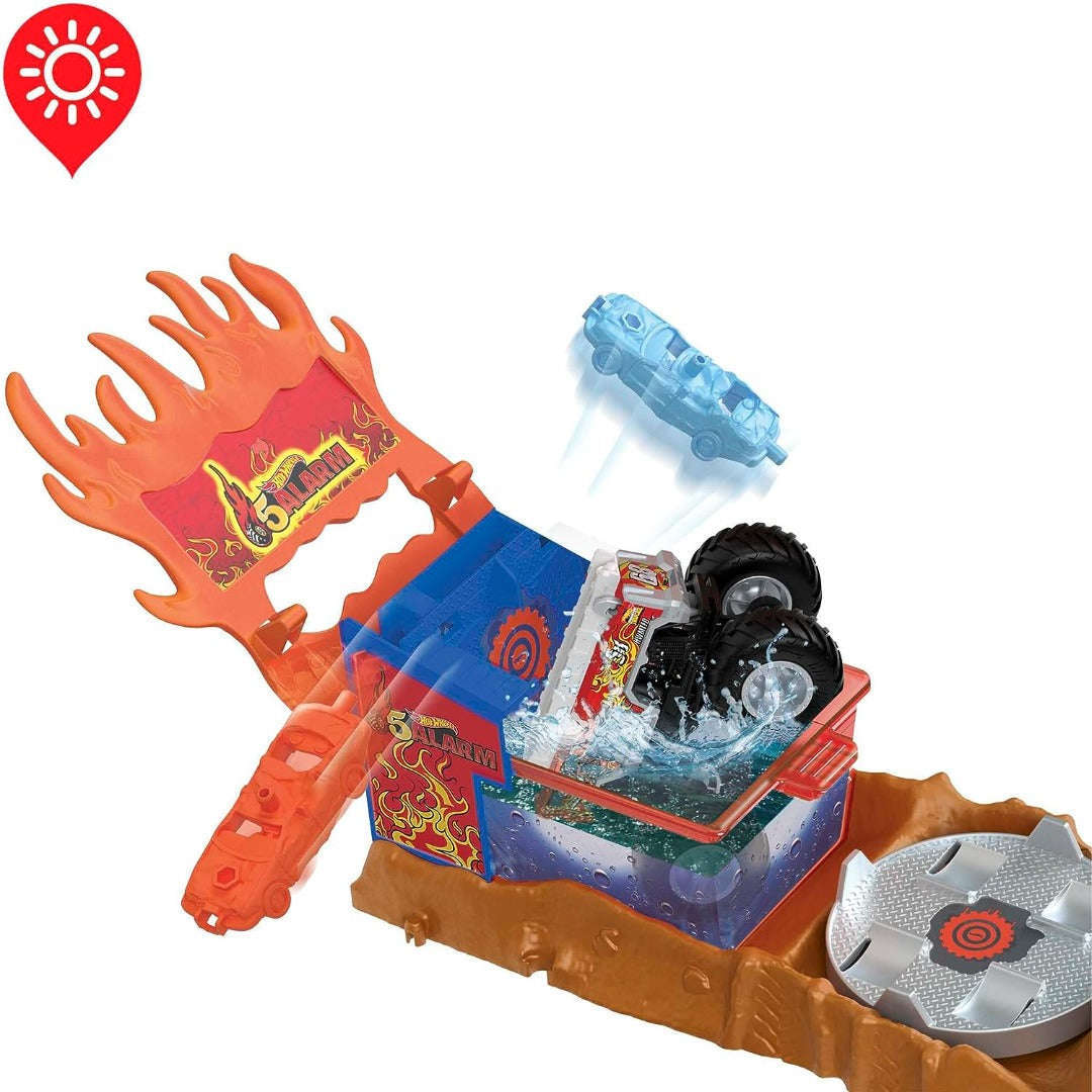 Toys N Tuck:Hot Wheels Monster Trucks Arena Smashers Color Shifters 5 Alarm Rescue,Hot Wheels