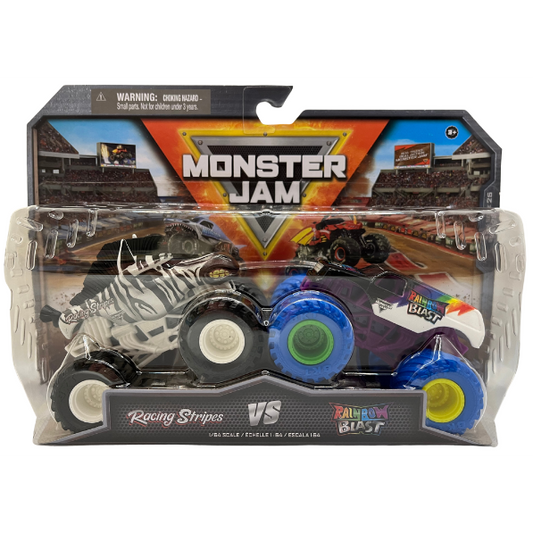 Toys N Tuck:Monster Jam 1:64 Series 25 Racing Stripes Vs Rainbow Blast,Monster Jam
