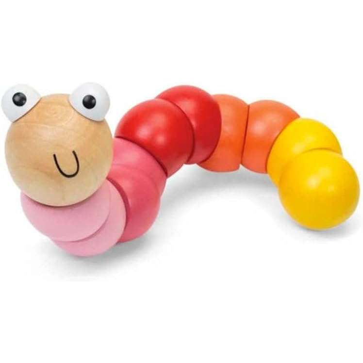 Toys N Tuck:Wooden Jointed Worms (Pink,Red,Orange,Yellow),Tobar