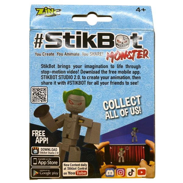 Toys N Tuck:Zing #Stikbot Single Pack - Monster,Stikbot