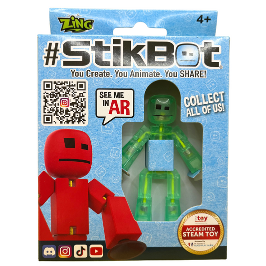 Toys N Tuck:Zing #Stikbot Single Pack - Translucent Green,Stikbot