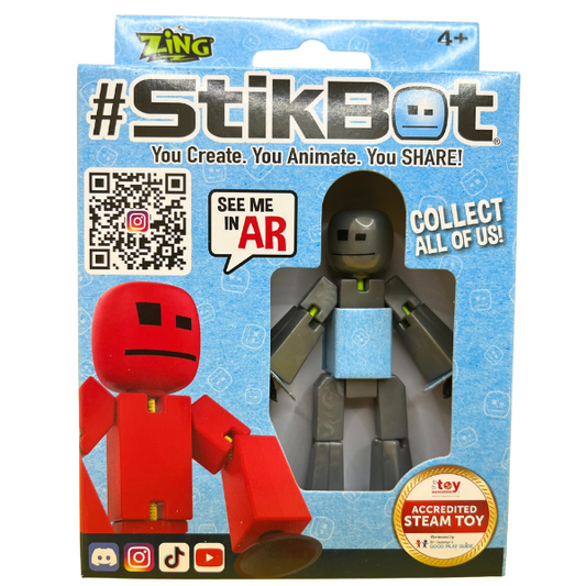 Toys N Tuck:Zing #Stikbot Single Pack - Grey,Stikbot