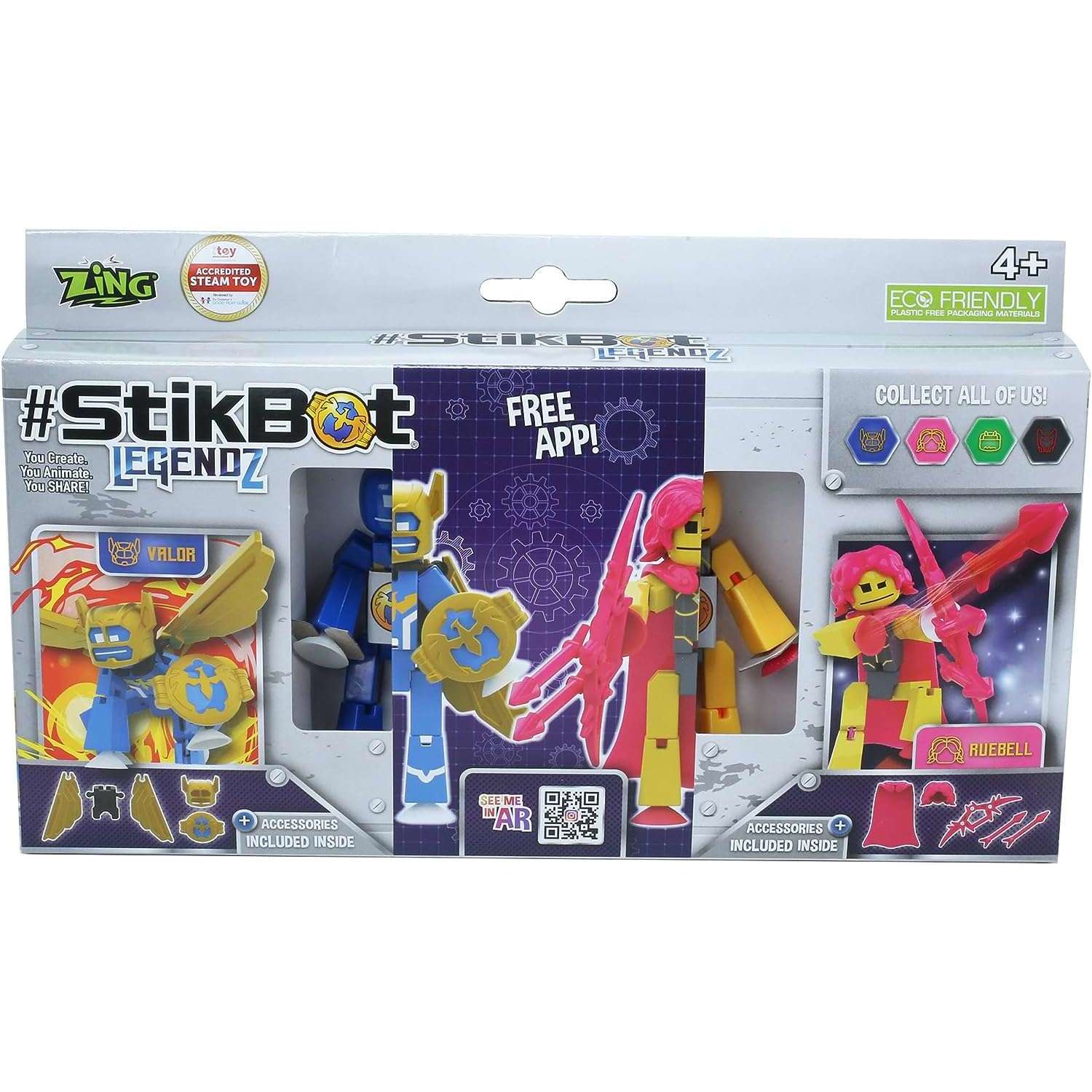 Toys N Tuck:Zing #Stikbot Legendz Valor & Ruebell,Stikbot