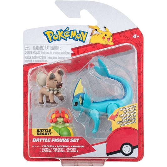 Toys N Tuck:Pokemon Battle Figure Set - Vaporeon Rockruff Bellossom,Pokemon