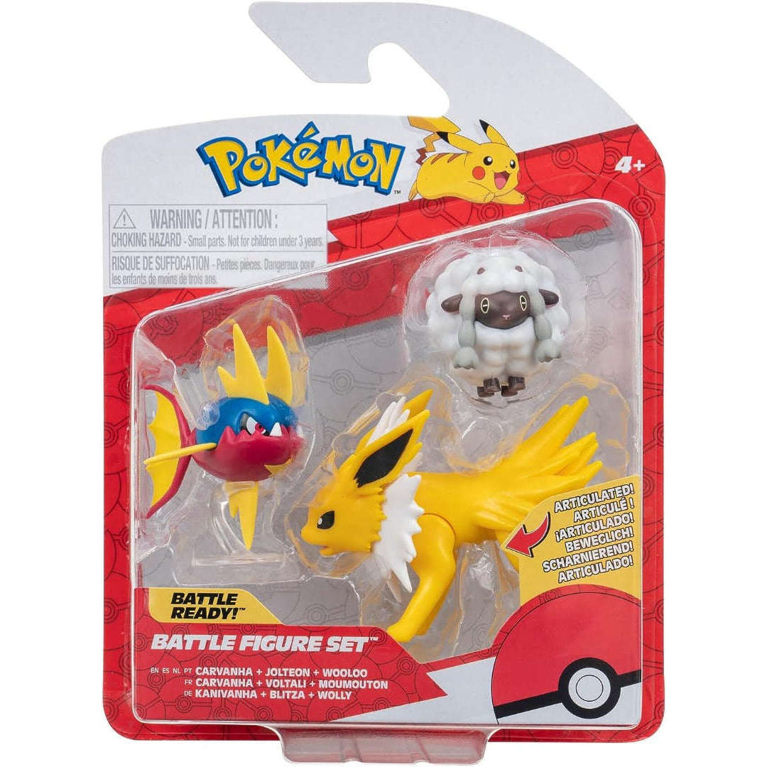 Toys N Tuck:Pokemon Battle Figure Set - Carvanha Jolteon Wooloo,Pokemon