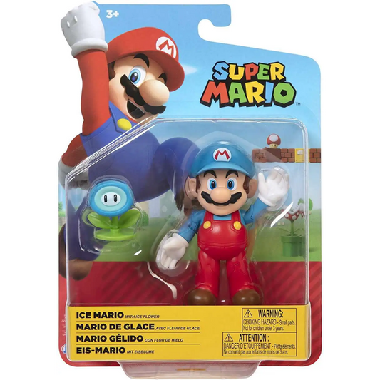 Toys N Tuck:Super Mario 4 Inch Figures - Ice Mario With Ice Flower,Super Mario