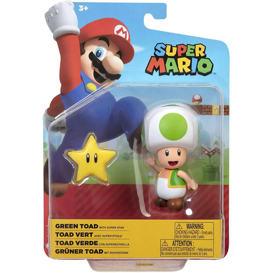 Toys N Tuck:Super Mario 4 Inch Figures - Green Toad With Super Star,Super Mario