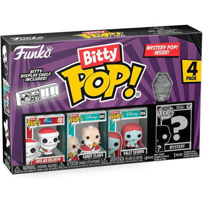 Toys N Tuck:Bitty Pop! TNBC 4 Pack - Santa Jack Skellington,Sandy Claws,Sally Sewing and Mystery Bitty,Disney