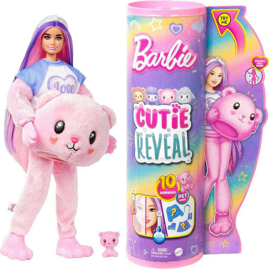 Toys N Tuck:Barbie Cutie Reveal Cozy Cute Tee Series - Teddy Bear,Barbie