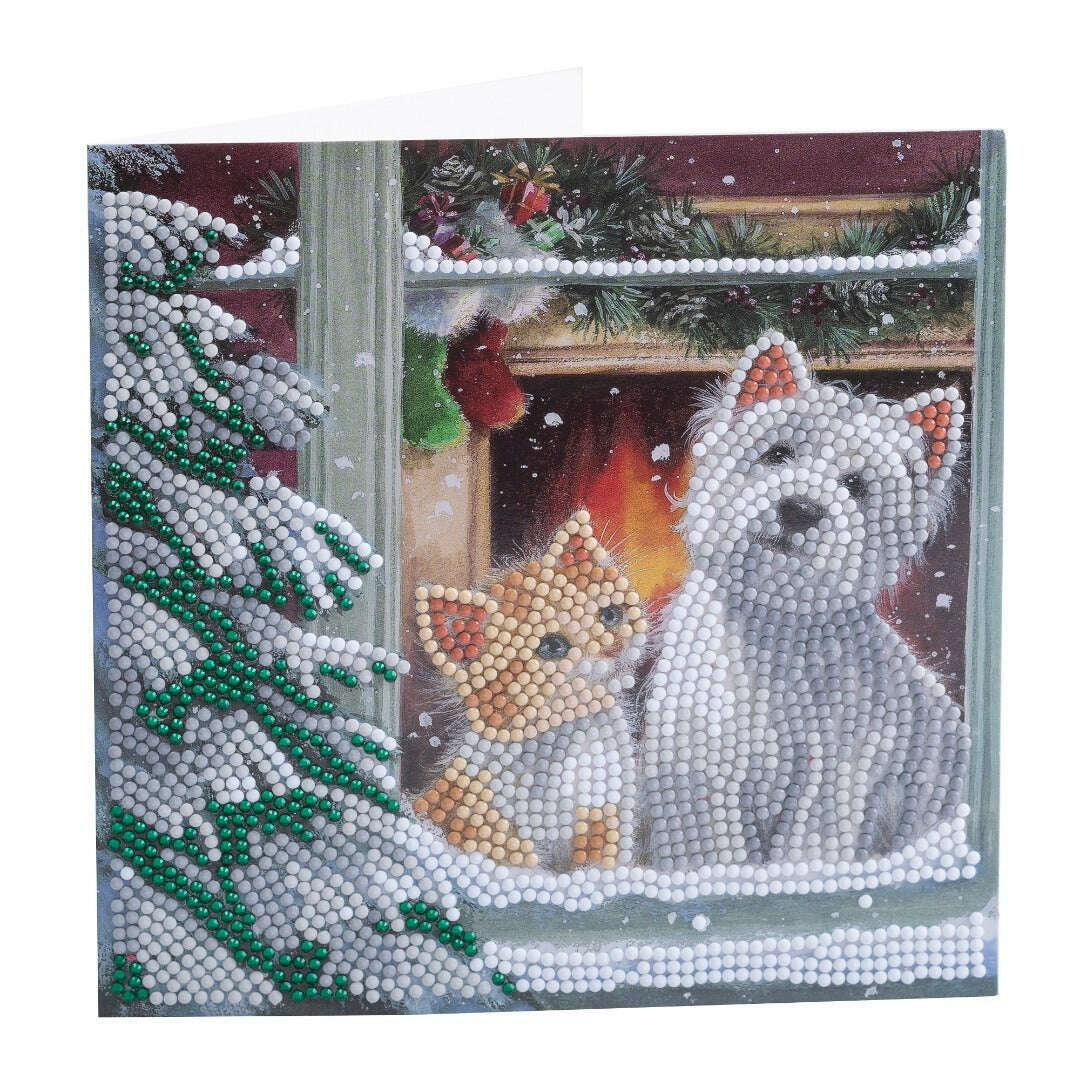 Toys N Tuck:Crystal Art Festive Card Kit - By The Window,Crystal Art