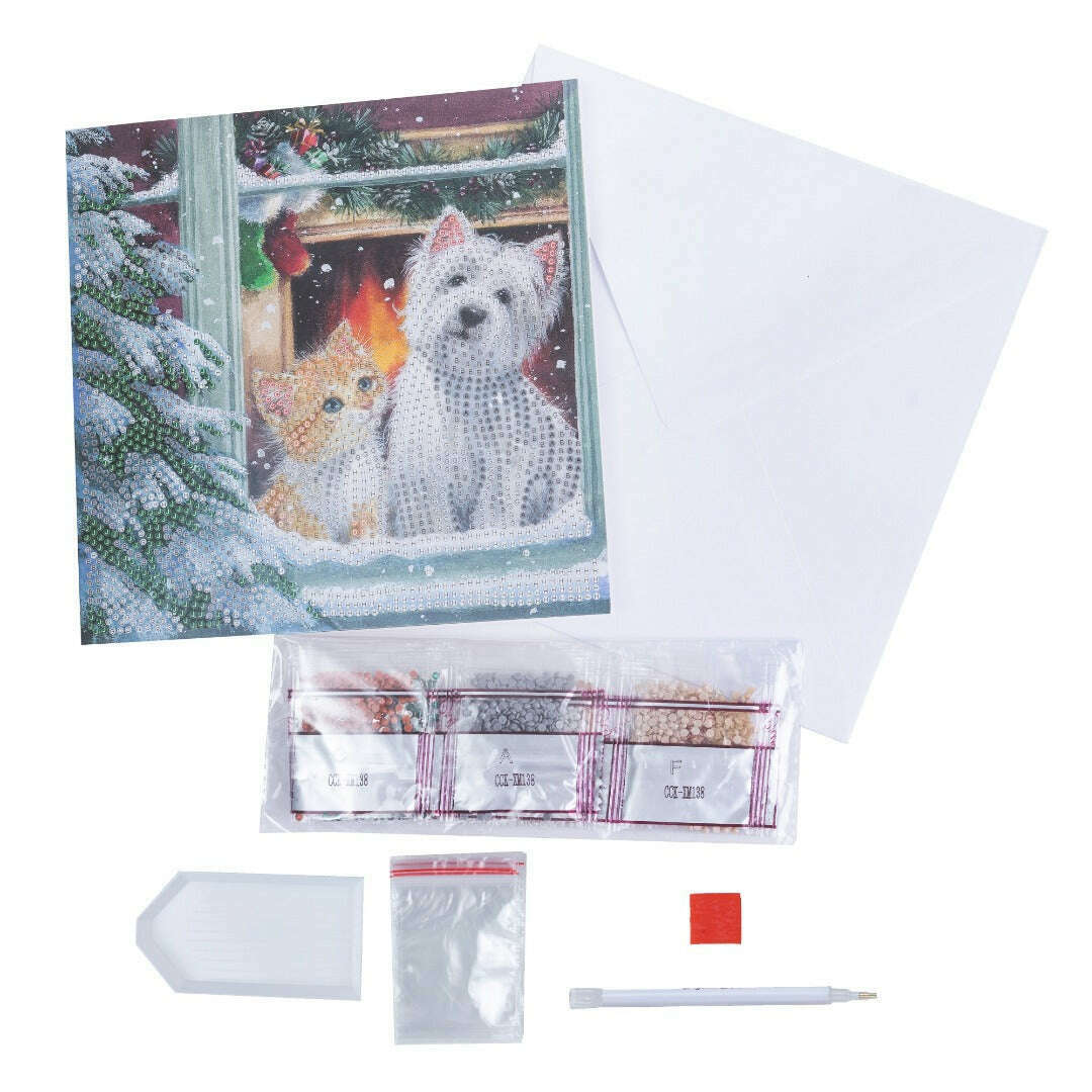 Toys N Tuck:Crystal Art Festive Card Kit - By The Window,Crystal Art