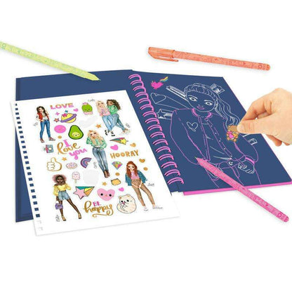Toys N Tuck:Depesche Top Model Neon Doodle Book With Neon Pen Set,Top Model