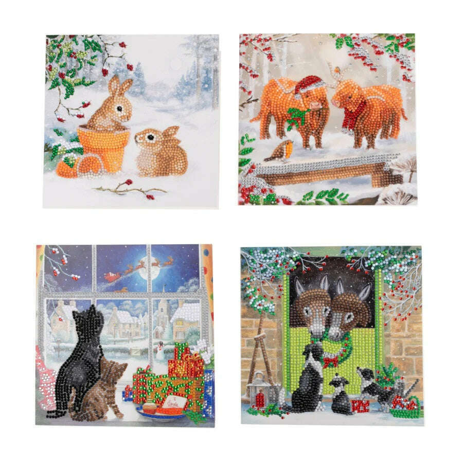 Toys N Tuck:Crystal Art Christmas Cards Kit - Best Of British Set of 8 Cards,Crystal Art