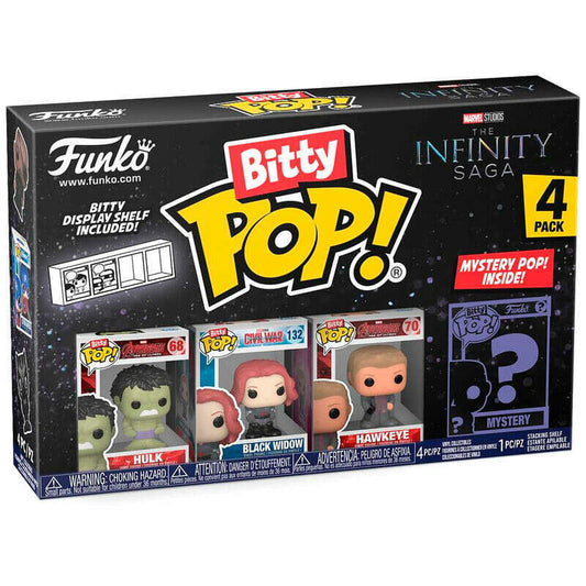 Toys N Tuck:Bitty Pop! Marvel 4 Pack - Hulk, Black Widow, Hawkeye and Mystery Bitty,Marvel