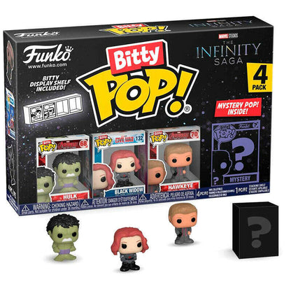 Toys N Tuck:Bitty Pop! Marvel 4 Pack - Hulk, Black Widow, Hawkeye and Mystery Bitty,Marvel