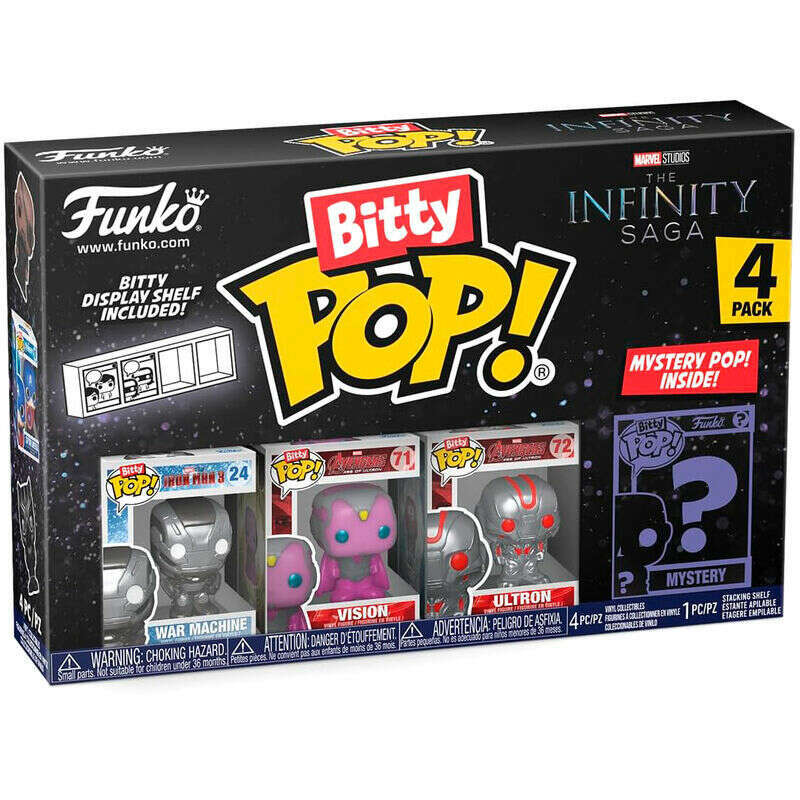 Toys N Tuck:Bitty Pop! Marvel 4 Pack - War Machine, Vision, Ultron and Mystery Bitty,Marvel