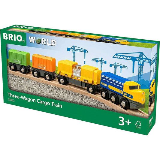 Toys N Tuck:Brio 33982 Three-Wagon Cargo Train,Brio