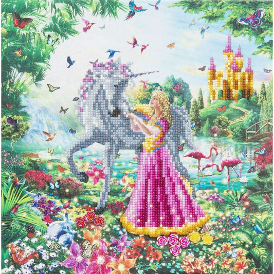 Toys N Tuck:Crystal Art Framed Canvas Kit - The Princess & The Unicorn,Crystal Art
