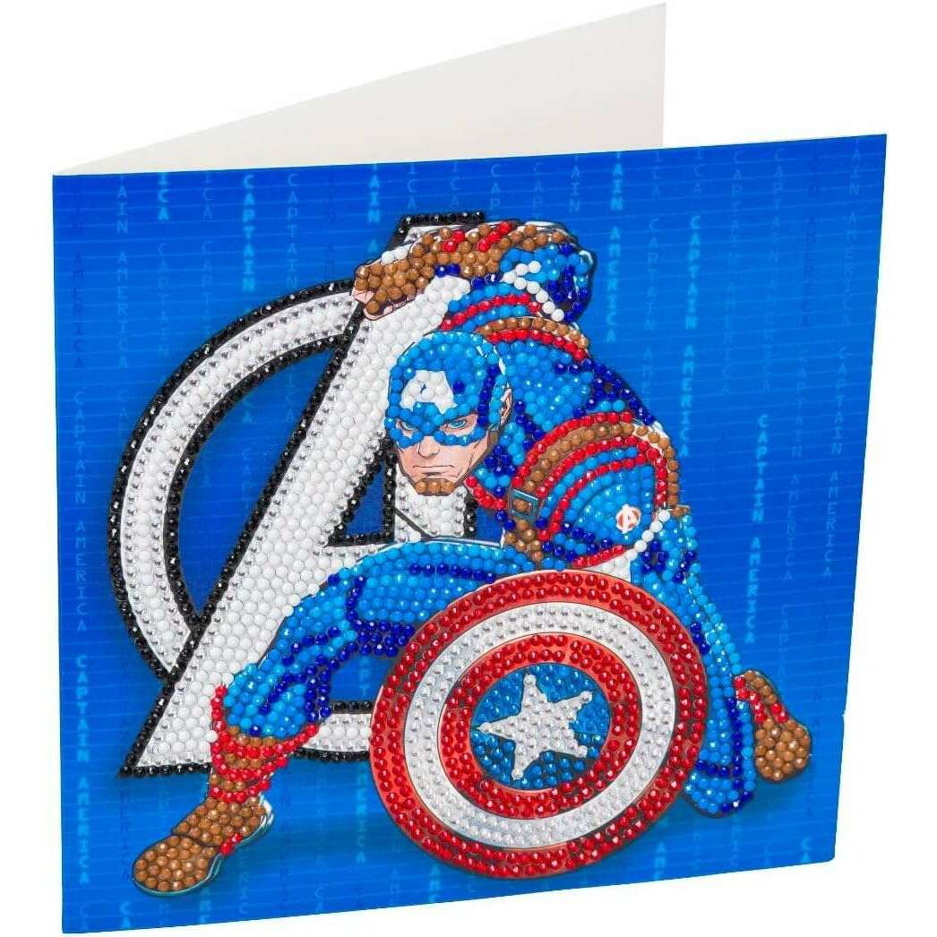 Toys N Tuck:Crystal Art Marvel Card Kit - Captain America,Crystal Art