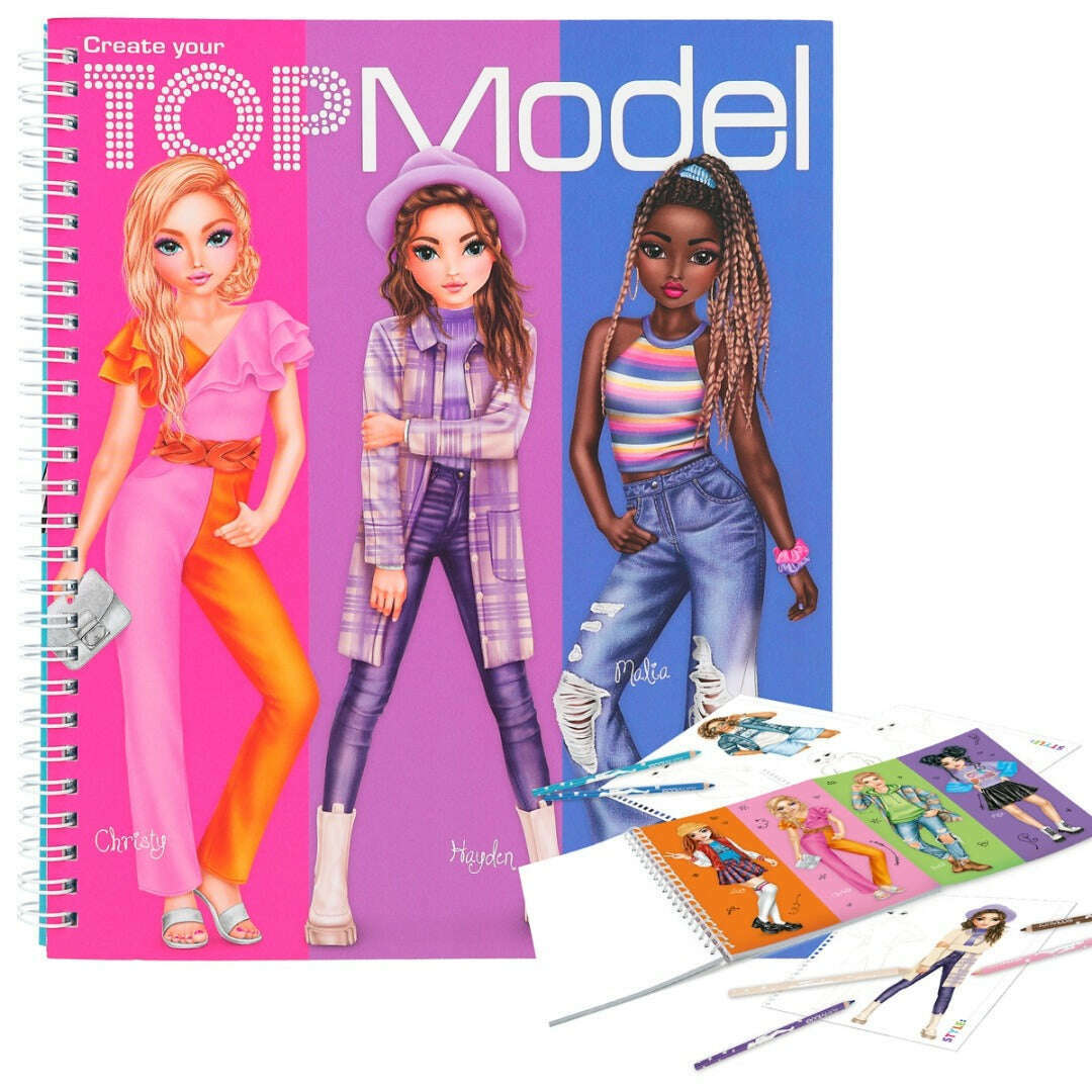 Toys N Tuck:Depesche Top Model Colouring Book Christy, Hayden, Malia,Top Model
