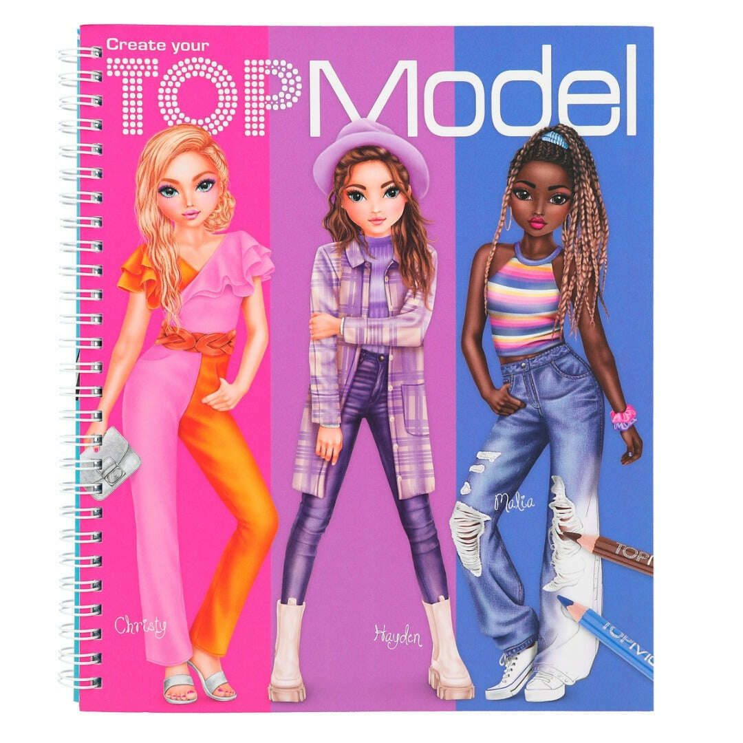 Toys N Tuck:Depesche Top Model Colouring Book Christy, Hayden, Malia,Top Model