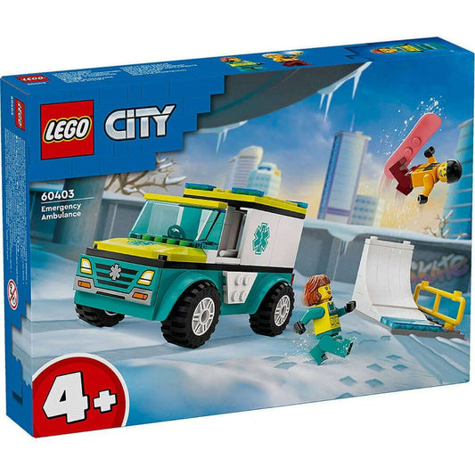 Toys N Tuck:Lego 60403 City Emergency Ambulance and Snowboarder,Lego City