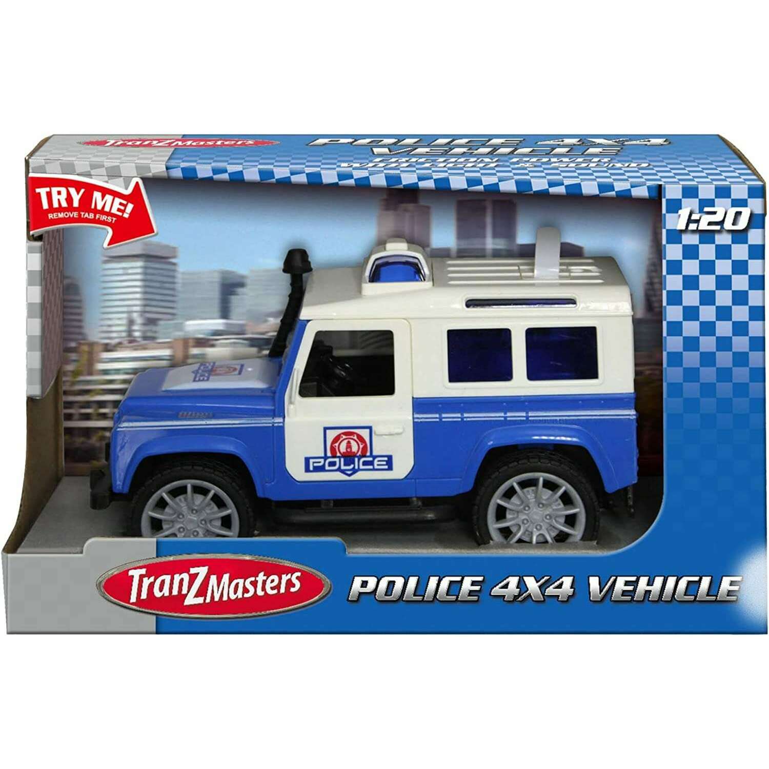 Toys N Tuck:Tranzmasters Police 4x4 Vehicle with Friction Power, Lights and Sound,Kandy Toys