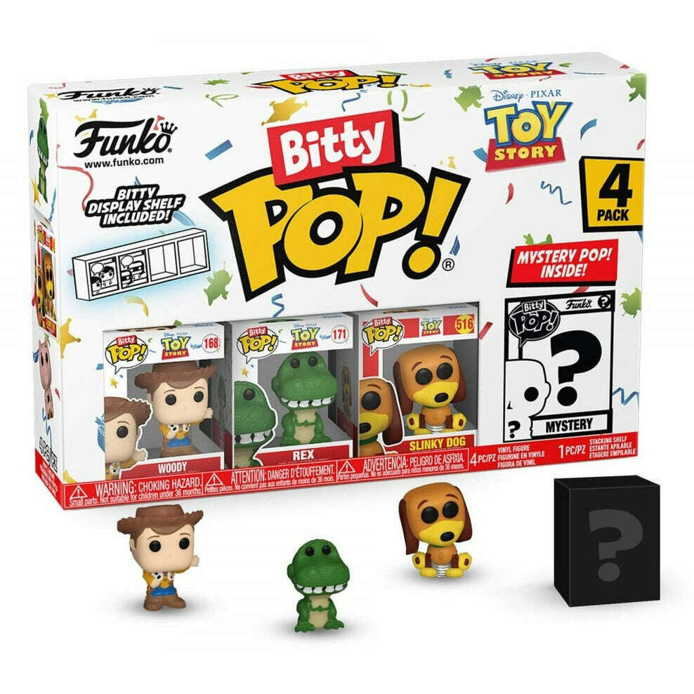 Toys N Tuck:Bitty Pop! Toy Story 4 Pack - Woody, Rex, Slinky Dog and Mystery Bitty,Disney Pixar