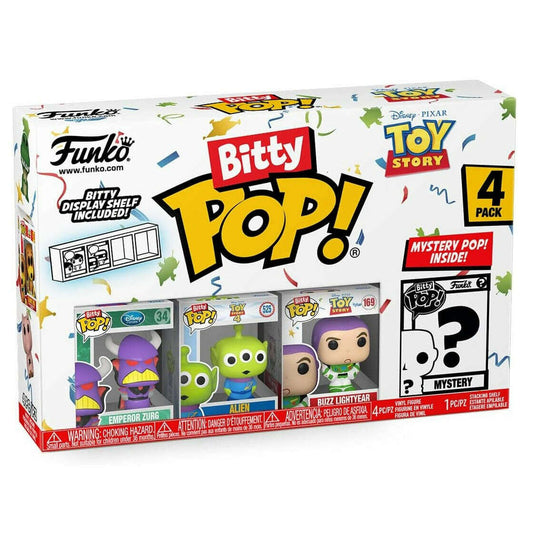 Toys N Tuck:Bitty Pop! Toy Story 4 Pack - Emperor Zurg, Alien, Buzz Lightyear and Mystery Bitty,Disney Pixar