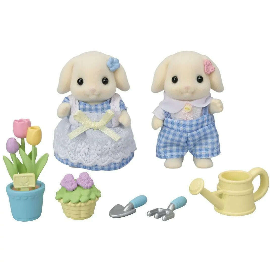 Toys N Tuck:Sylvanian Families Blossom Gardening Set Flora Rabbit Sister & Brother,Sylvanian Families