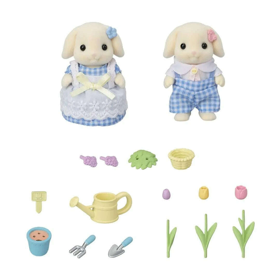 Toys N Tuck:Sylvanian Families Blossom Gardening Set Flora Rabbit Sister & Brother,Sylvanian Families