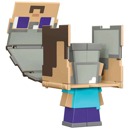 Toys N Tuck:Minecraft Flippin' Figs 2 in 1 - Steve and Steve in Iron Armor,Minecraft