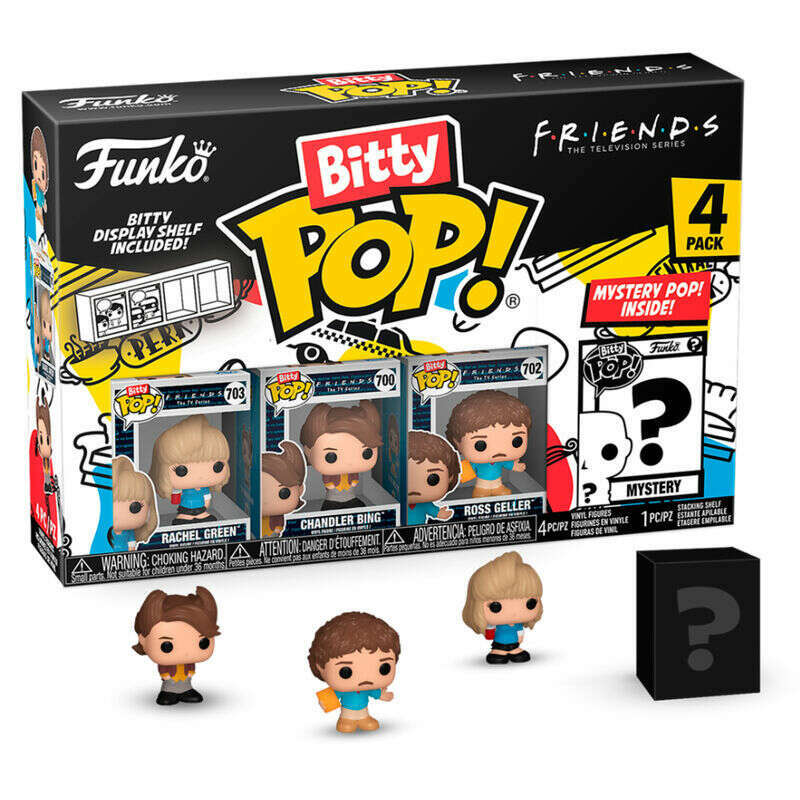 Toys N Tuck:Bitty Pop! Friends 4 Pack - Rachel Green, Chandler Bing, Ross Geller and Mystery Bitty,Friends