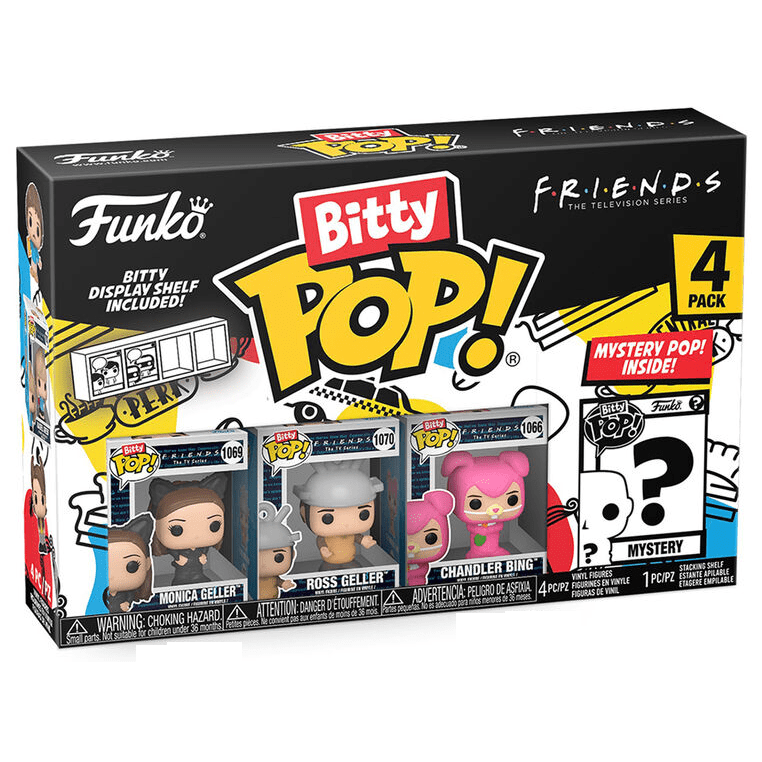 Toys N Tuck:Bitty Pop! Friends 4 Pack - Monica Geller, Ross Geller, Chandler Bing and Mystery Bitty,Friends
