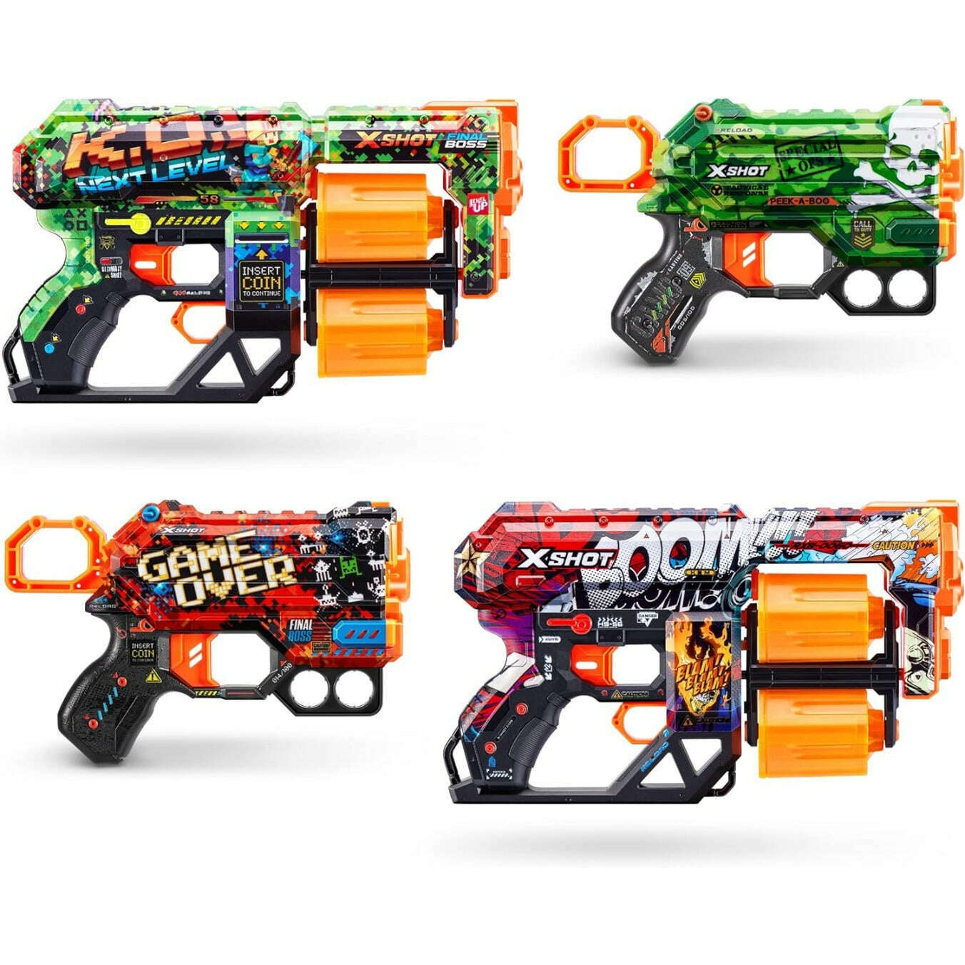 Toys N Tuck:X Shot Skins Battle Pack - 4 Blasters with 48 Darts,X Shot