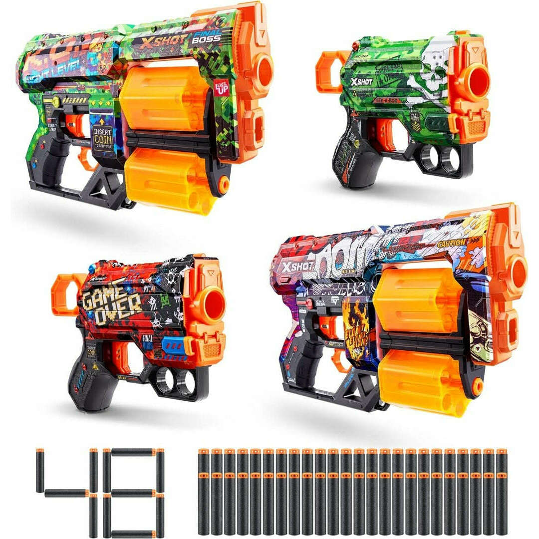 Toys N Tuck:X Shot Skins Battle Pack - 4 Blasters with 48 Darts,X Shot