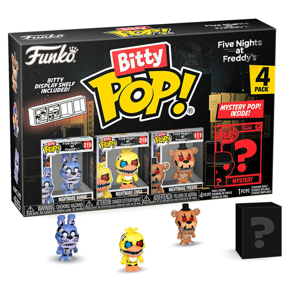 Toys N Tuck:Bitty Pop! FNAF 4 Pack - Nightmare Bonnie, Nightmare Chica, Nightmare Freddy and Mystery Bitty,Five Nights At Freddy's