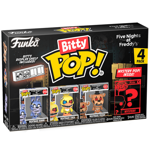 Toys N Tuck:Bitty Pop! FNAF 4 Pack - Nightmare Bonnie, Nightmare Chica, Nightmare Freddy and Mystery Bitty,Five Nights At Freddy's