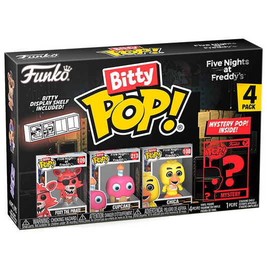 Toys N Tuck:Bitty Pop! FNAF 4 Pack - Foxy The Pirate, Cupcake, Chica and Mystery Bitty,Five Nights At Freddy's