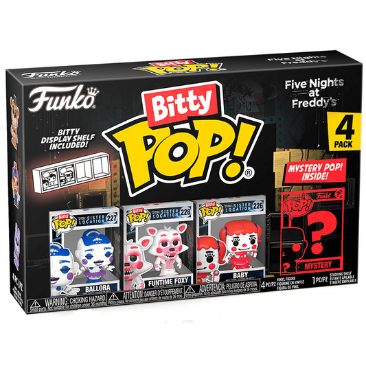 Toys N Tuck:Bitty Pop! FNAF 4 Pack - Ballora, Funtime Foxy, Baby and Mystery Bitty,Five Nights At Freddy's