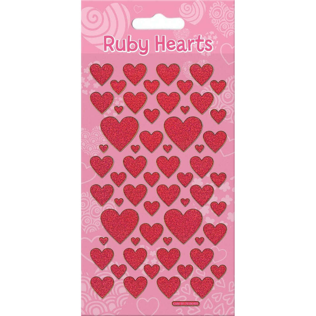 Toys N Tuck:Sparkle Sticker Pack - Ruby Hearts,Paper Projects